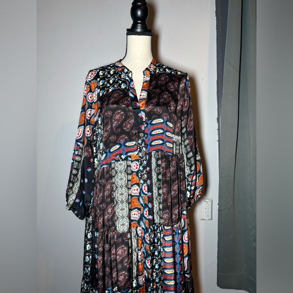 Me 2 magic patchwork-style paisley and floral prints Bohemian maxi dress size 2X - Picture 2 of 5